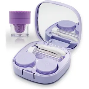 Contact Lens Case with Cleaner Washer, Travel Size Cute Colored Contact Lenses Applicator Removal Tool Kit with Mirror Solution Bottle for Daily Outdoor