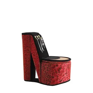 Blovely Well 9" Tall Display Jewelry Box with Hooks, High Heel Shoe Design, Leopard Print