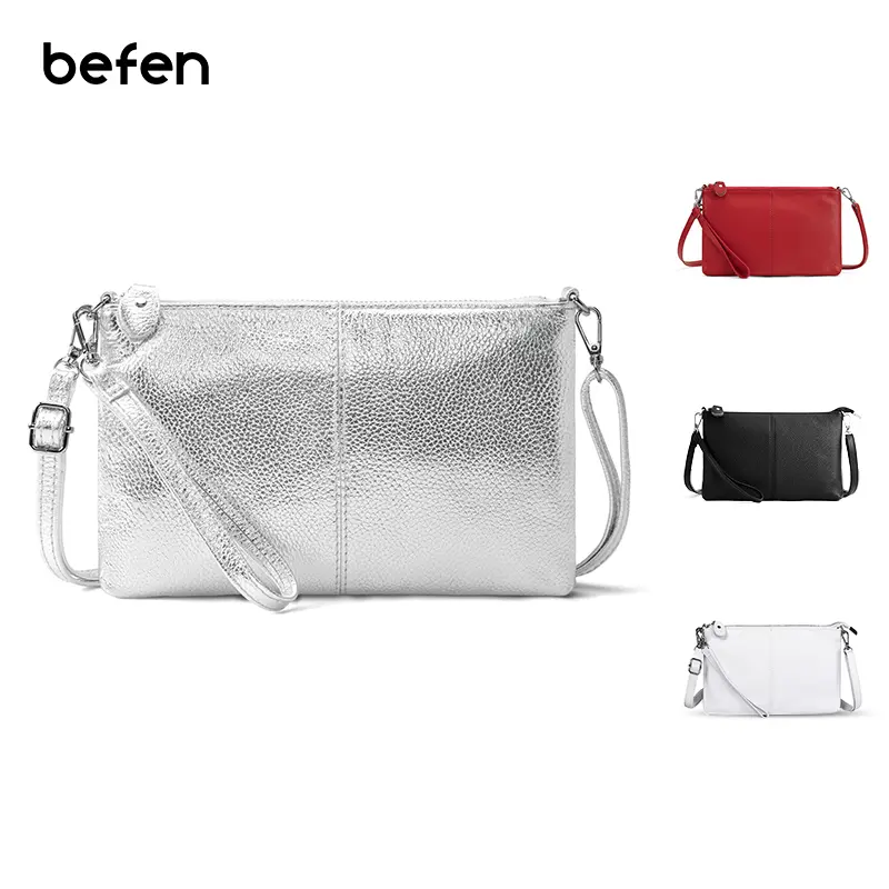 BEFEN Women's Genuine Pebbled Cowhide Leather Convertible Crossbody Bag - Detachable Adjustable Strap, RFID Blocking, Wristlet Clutch, Lightweight Elegant Everyday Minimalist Messenger, Adjustable Crossbody Purses, Women's Accessories, Crossbody Bags For