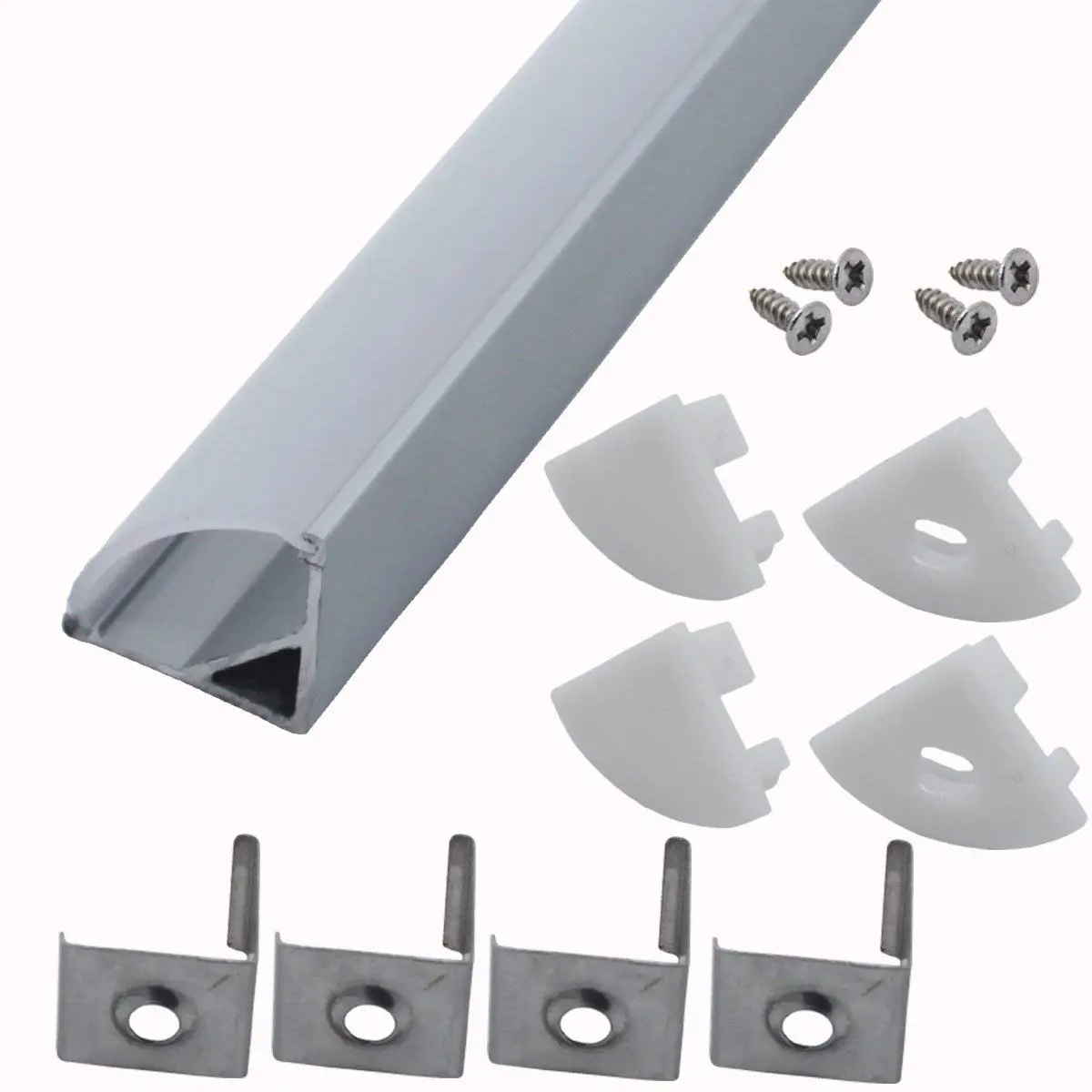 YI LIGHTING (Set of 10) 3.3ft/1m LED Aluminum Channel V Shape with Milky PC Cover for Strip Lights Installation LED Strip Diffuser Cover Track