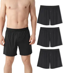 Separatec Silky Soft Modal Boxers for Men, 38mm Widen Waistband, Breathable Loose Men's Underwear for Sleep 3 Pack