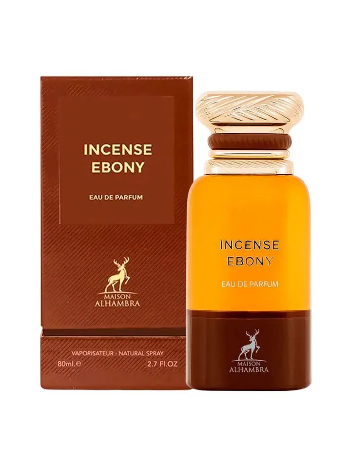 MAISON ALHAMBRA Ebony Incense Eau de Parfum, Earthy Woody Scent with Smoky Incense, Leather & Ebony, Aromatic Spicy Boxed Unisex Fragrance for Evening Wear, 100ml (3.4 oz), Smoky Woods, Aromatic Scent Unisex Fragrance, Dark And Mysterious Unisex Fragrance