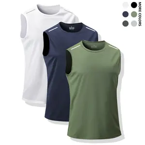 3pcs Men's Quick-Dry Breathable Lightweight Sleeveless Vest - Workout Shirts for Gym, Running & Casual Wear, Crew Neck Stripes Sleeveless Vest in, Fashion Fabric Design, Gym Shirts, Workout Clothes Men