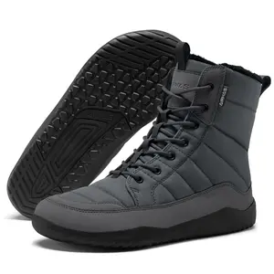 Airhas Men's Winter Barefoot Boots Barefoot Snow Boots with Wide Toe Box Zero Drop Sole Warm Water Repellent Minimalist Sneakers