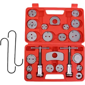 24pc Brake Caliper Compression Tool Set, Heavy Duty Brake Piston Compressor and Wind Back Tool Kit for Brake Pad Replacement, Universal Disc Brake Caliper Tool Set (Red Case)