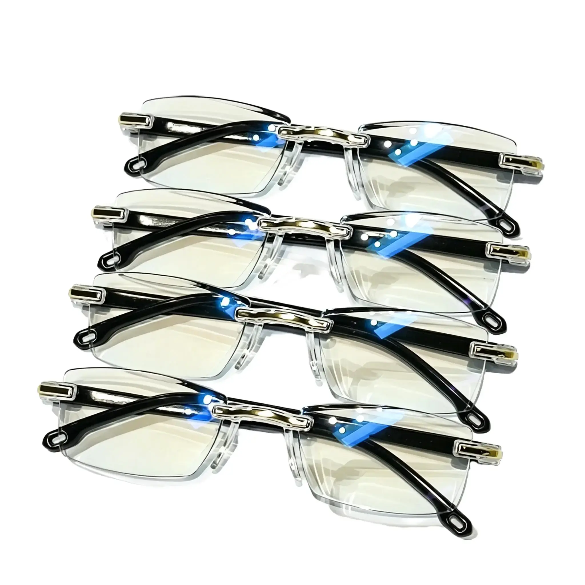 4-Pack 2026 Smart Auto Focus Rimless Glasses for Men & Women, Self-Adjusting Far & Near Vision Anti-Blue Light Reading Eyewear