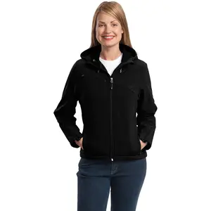 Port Authority® Ladies Textured Hooded Soft Shell Jacket. L706