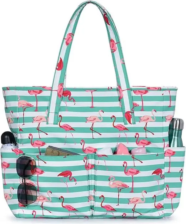 Beach Bags for Women Large Waterproof Sandproof Beach Tote Swim Pool Bag with Zipper for Travel Vacation Essentials