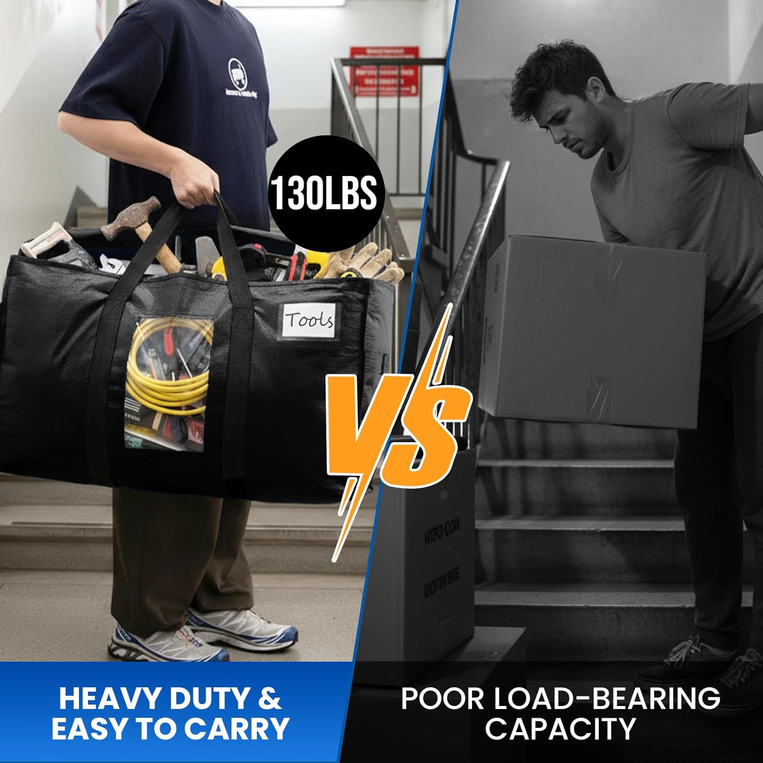 Extra Large Moving Bags, 4 Pack Black Heavy Duty Totes For Storage with Visible Window, Wrap Around Handles, Storage Bags for Space Saving, Alternative to Moving Boxes