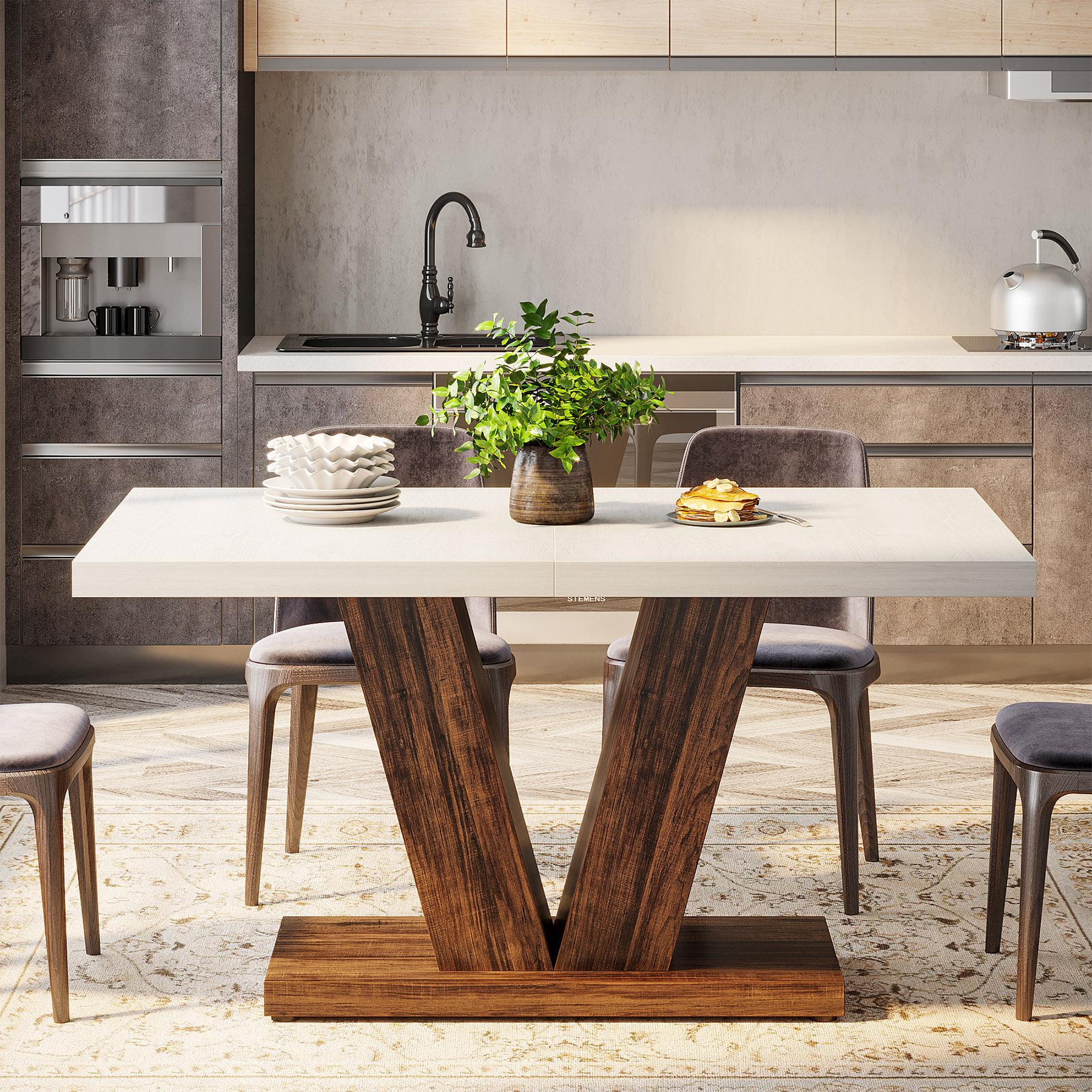 Tribesigns 47 In. Rectangular Dining Table for 4-6 People, Modern Kitchen Table for Dining Room, Kitchen, Living Room