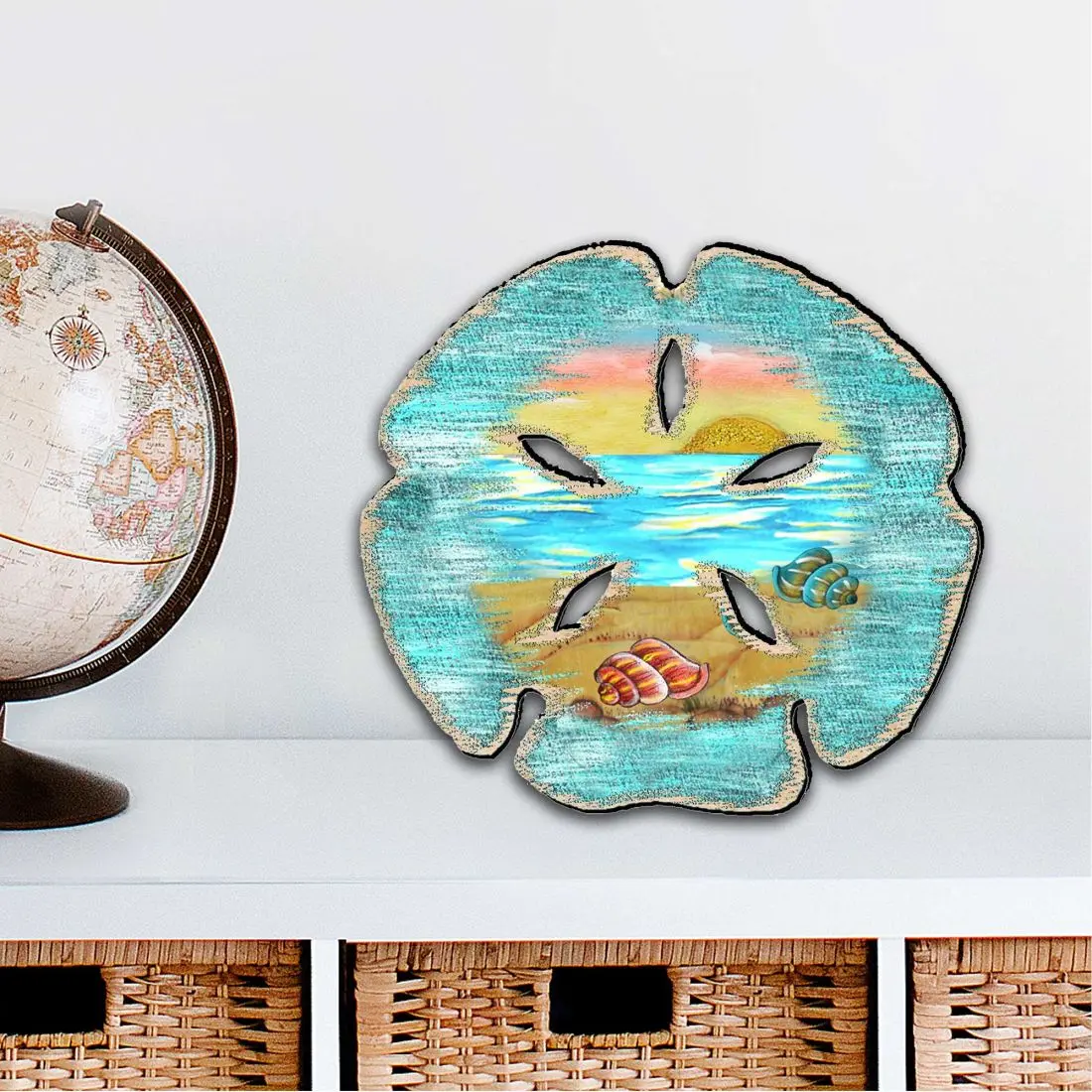 Designocracy 8198539M UV Resistant Beach Art Design Hanging Decor - 12x9 in. Large Sand Dollar Ornament, Wall Mounted Home Supplies for Coastal Holiday Use
