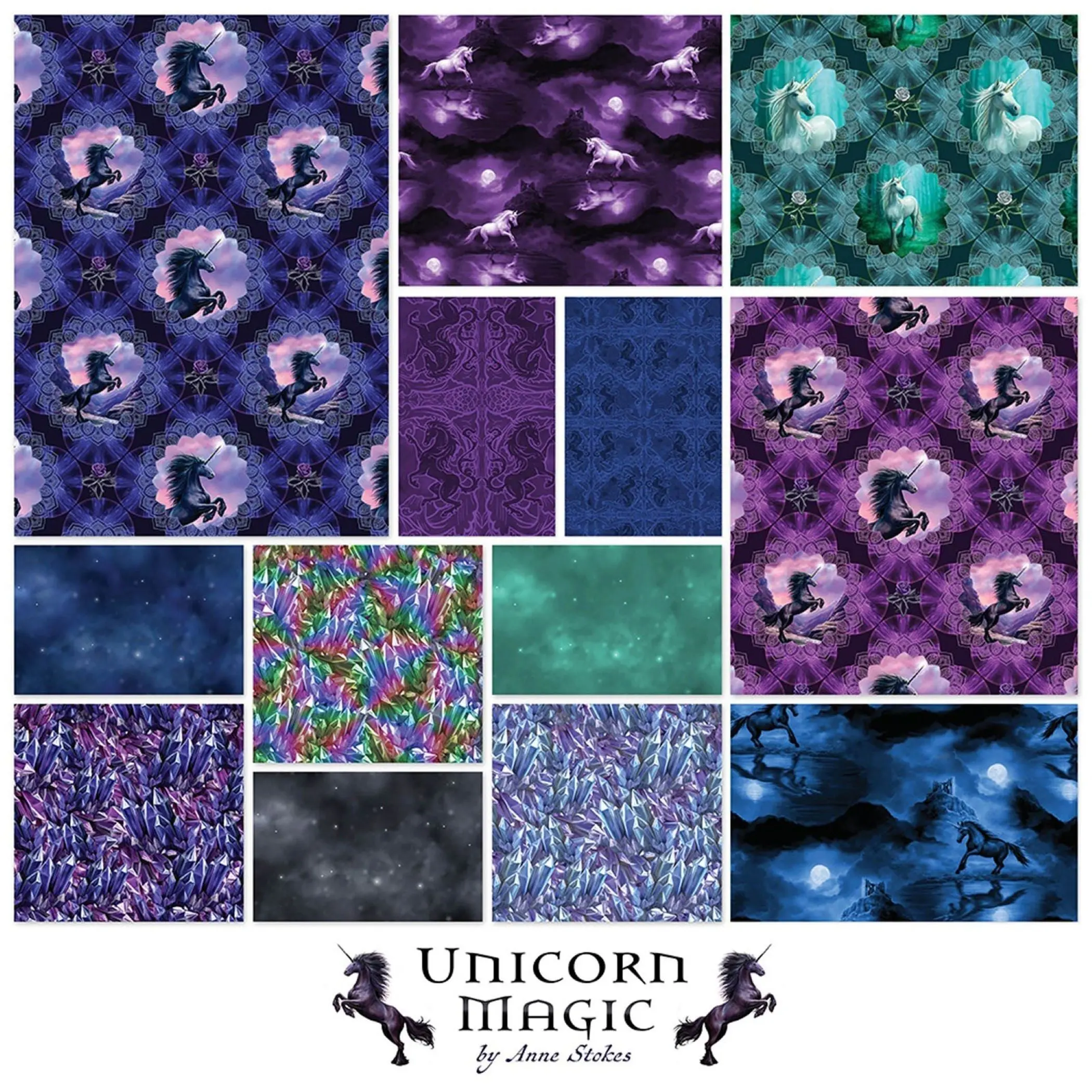 Unicorn Magic Charm Pack by Clothworks | 10” Precut Fabric Squares