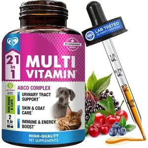 Cat & Dog Multivitamin Liquid with Glucosamine & Cranberry Supplements