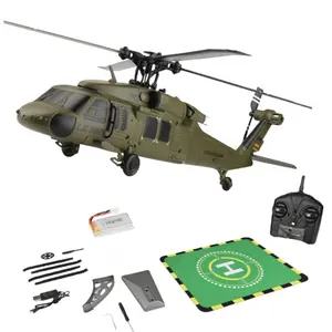 EngineDIY Black Hawk RC Helicopter for Adults, K170 UH-60L 170 Size 2.4G 4CH 6-Axis Gyro Flybarless Remote Control Helicopter with Altitude Hovering, Adjustable Left and Right Hand Throttle for Beginners (RTF Version)
