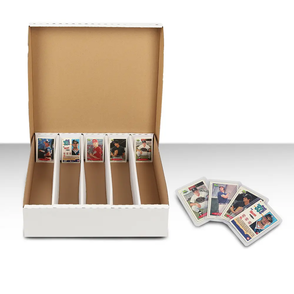 CROSSDESIGN Card Collector Box - 3000/3200/5000 Count Lid Trading Card Corrugated Cardboard Holder, 3/4/5 Row Paper Organiser for Car Interior Accessories
