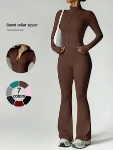 Women's 2-Piece set Sportswear Set, Slim-Fit Long Sleeve Jacket, High-Waist Pants, Quick-Dry, Yoga & Gym, Workout Sets Women, Fall Winter Fashion