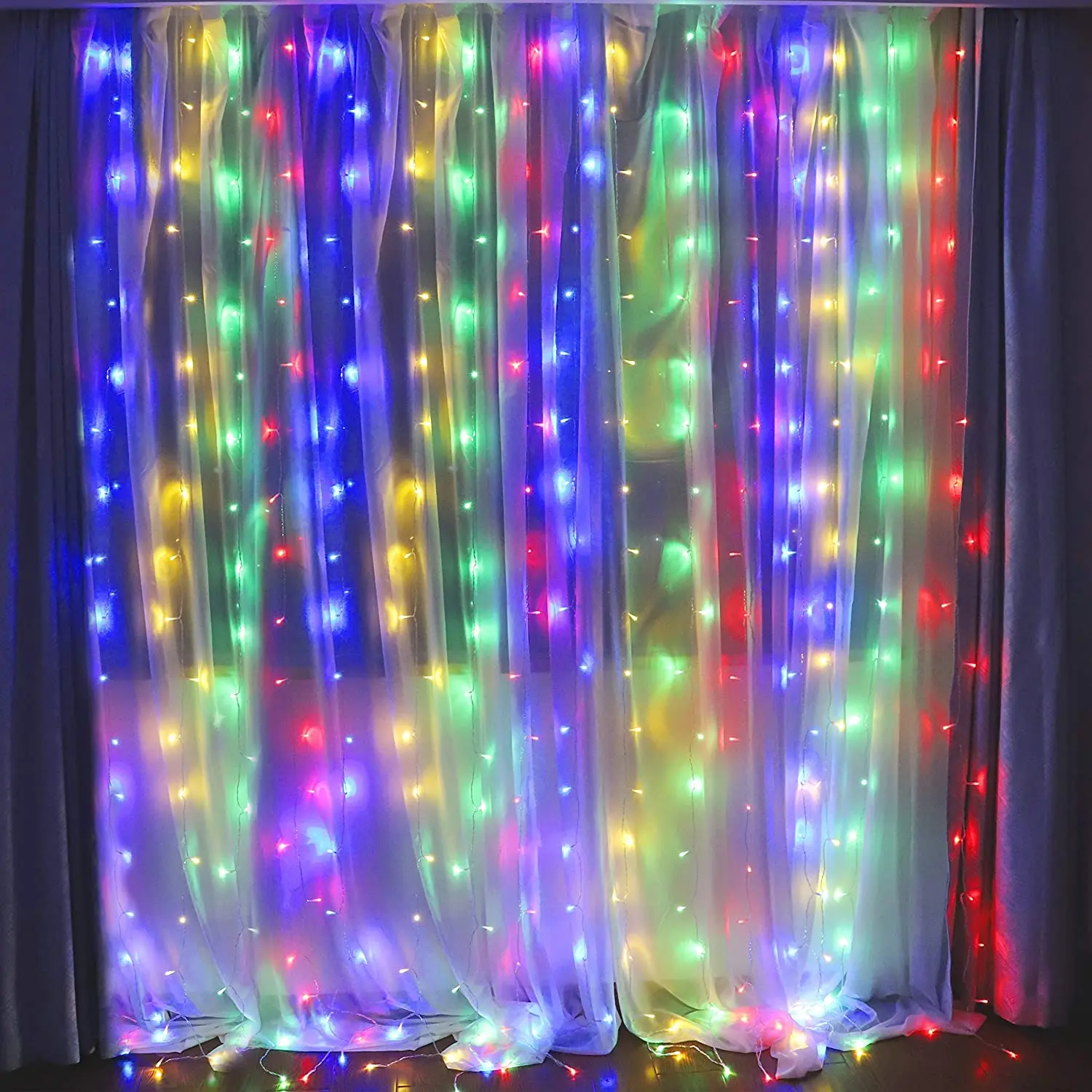 Woohaha 304 Fancy LED Curtain String Lights - 9.8ftx9.8ft, 30V, 8 Lighting Modes, Adjustable, Fairy Aesthetic, Indoor/Outdoor for Wedding Party Room Decor