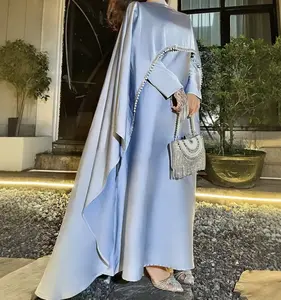 Luxury Satin Abaya Dress for Women | Elegant Muslim Eid & Wedding Dress