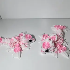 Pink or Gold Rose Dragon Fidget Toy/Decor - Unique Design with Floral Accents