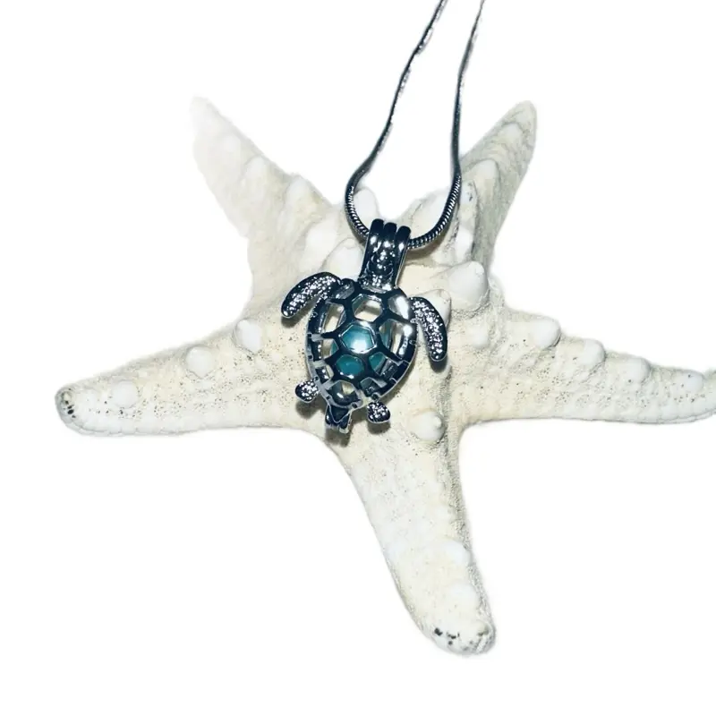 Sea Turtle Pearl Cage Necklace