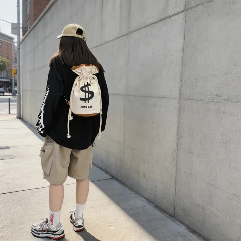 Lightweight Drawstring Crossbody Bag, Graphic Printed Casual Sack Pack, Portable Shoulder Bag for Leisure, Walking & Short Travel ﻿