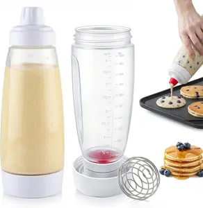 Handheld Pancake Batter Dispenser,Batter Mixing Bottle with Blender Balls,Batter Squeezer Bottle,Easy Pour Spout Reusable Silicone Bakeware,Kitchen Gadgets for Home Use,Utensils,Perfect for Pancakes,Waffles,Muffins & Cupcakes