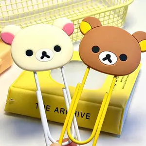 10cm Extra Large Paper Clip Cartoon Rilakkuma Korilakkuma Bear Silicone Clip School Pagination Bookmark Stationery Accessories