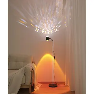 Sunset projection floor lamp with 3D waves, dual  sunset lamp with creative DIY mode, multiple colors and interchangeable background mode, 360 ? rotating atmosphere, sunset mood floor light