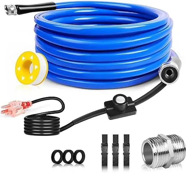 NBXPOW 15FT Heated Water Hose for Camper RV, -50℉ Automatic Self-regulating 5/8" ID Drinking Water Hose No Leak with 3/4" NH Adapter