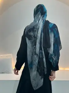 Women's Fashion Boho Style Scarf 80*180cm, Polyester Watercolor Print Shawl, Lightweight Stylish Headscarf for All Seasons, Scarf Wrap