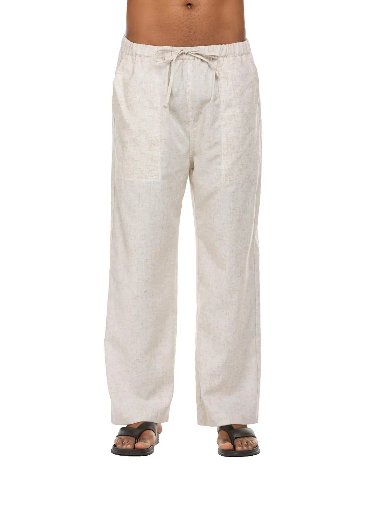 COOFANDY New York Fashion Week Linen Yoga Elastic Beach Vacation Pants Cotton Fabric Bottom Breathable Drawstring Light Loose Comfort Fit Adjustable S