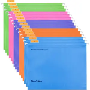 Hanging File Folders, 15PCS Letter Size Suspension Files, Polypropylene Filing Cabinet Suspension Files with Tabs and Card Inserts for School Work Office Organization (Colorful)