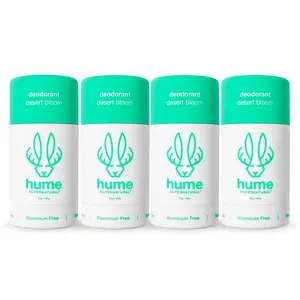 Hume Supernatural Deodorant-4-Pack, Plant & Probiotic-Based-Sensitive Skin Safe-Baking Soda Free