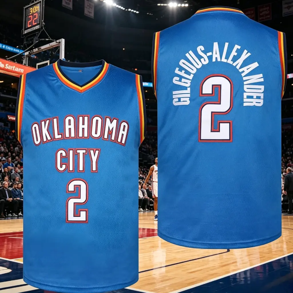 Shai Gilgeous- Alexander Men's Embroidered Basketball Jersey - Sleeveless Mesh Round Neck Sports Top, Fully Digital Embroidery Process, Loose And Fit, Suitable Gatherings, Games And Leisure Wear