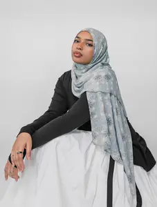 VELA Silver Mosaic Lace Print Modal Hijab