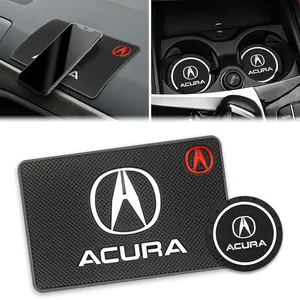 Acura Rubber Cup Holder Mat, Anti-Slip Thick Shockproof, Water Lock Leak Proof, Stable Grip, Fits Acura Tsx Rsx Mdx Rlx Rdx Integra Cdx Tlx-L Nsx Ilx Tlx Zdx Tl Rl