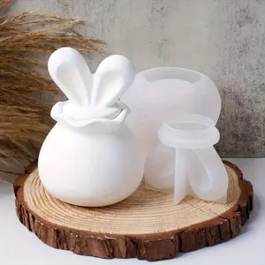 Silicone Mold 3D Bunny Ear Lid Storage Jar - Epoxy Resin Casting Mold for DIY Crafts, Candy, Jewelry Making, Food Storage Jar