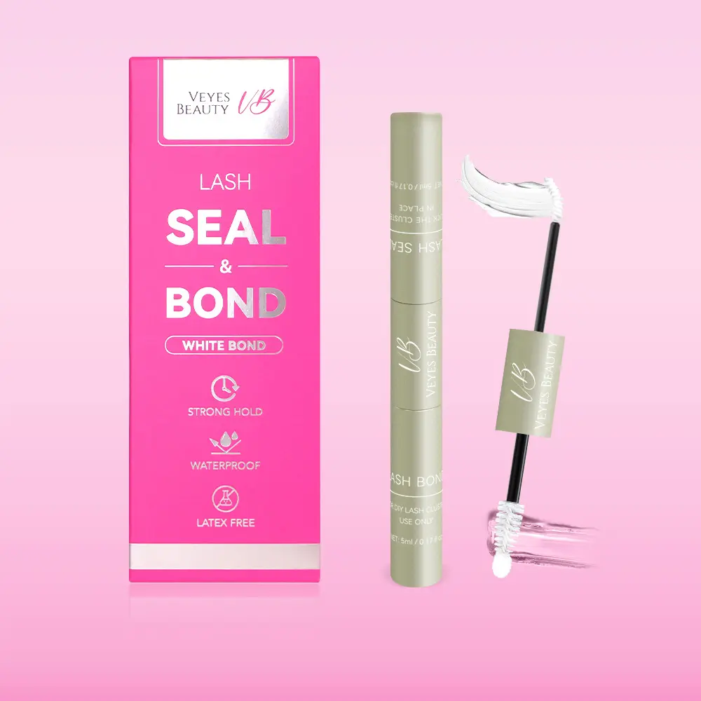VEYESBAEATY Lash Bond & Seal  White Waterproof 2 in1 Cluster Lash Glue for Eyelash Extensions Long Lasting Strong Hold Individual Makeup Cosmetic,sunscreen
