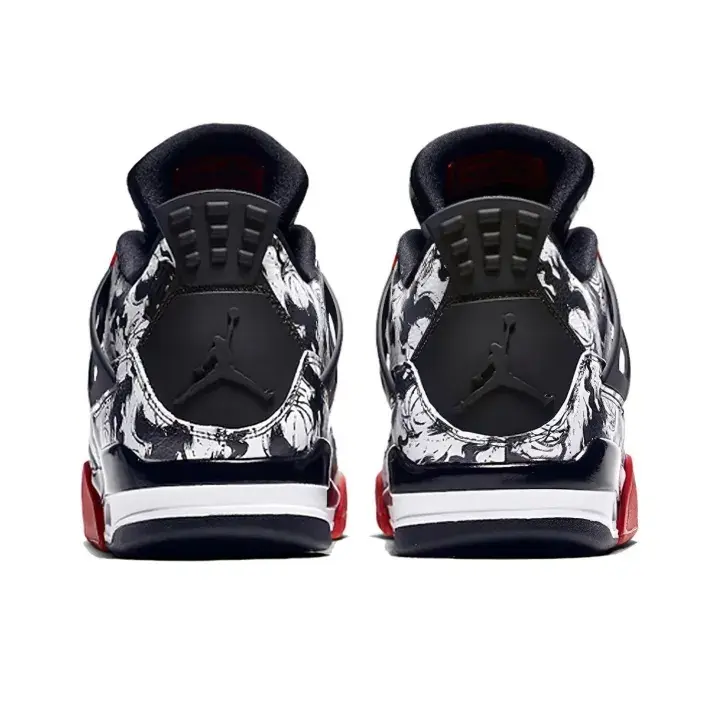 American Street Basketball Shoes Black White Abstract Ink Print Breathable Fabric Lightweight Support Unique Color Contrast Ideal For Sneaker Collectors