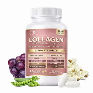 Edible Collagen Dietary Capsules Beauty Supplement - Type 1,2,3,5 & X with Biotin, Keratin, Hyaluronic Acid & 13+ Extra-Strength Ingredients, Natural Vitamin-Infused for Skin Care, Hair Health