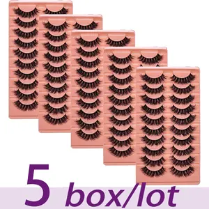30Pairs/50Pairs Messy Fluffy Russian Curling Strip Lashes Thick Slender Eye End Lengthening False Lashes Reusable for All Occasions Makeup