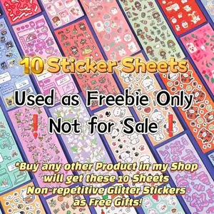 10 Sheets Non-duplicate Shiny Stickers as Your Freebie, Cute Kitty, Puppy, Flower Stickers