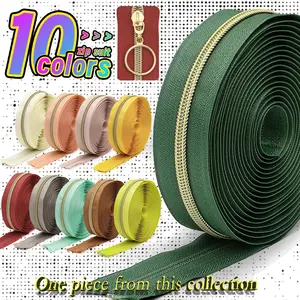 4.5m Zipper + 10 Zipper Heads, Colorful 5# Zippers, Durable Construction, Includes 10 Zipper Heads, Multiple Colors Available, Ideal for Backpacks Bags Sewing Replacement