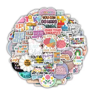 50Pcs Mental Health Inspirational Stickers Pack, Adhesive Stickers, Sticker Packs, Waterproof Self-Care Positivity Vinyl Decals for Laptop Water Bottle Journal Scrapbook Scrapbooking, Meaningful Gifts for Mental Health Advocates