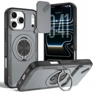 For iPhone 17 Pro Max Case with Sliding Camera Cover 360° Rotating Ring Stand MagSafe Compatible Military-Grade Drop Protection Anti-Fingerprint Finish