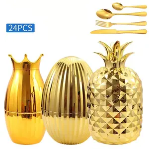 Elegant Stainless Steel Cutlery Set, Includes Rose/pineapple/crown/spirit Single Utensil Egg Holder, Perfect for Home and Party Use