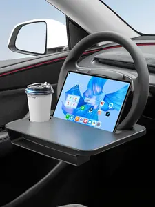 MSTARKE 2-in-1 Steering Wheel Desk-Steering Wheel Tray Table with Seat Gap Filler Organizer Car Food Tray for Driver Car Desk for Laptop & Eating Tesla Model 3 Model Y Accessories Fits Most Vehicles Steering Wheels