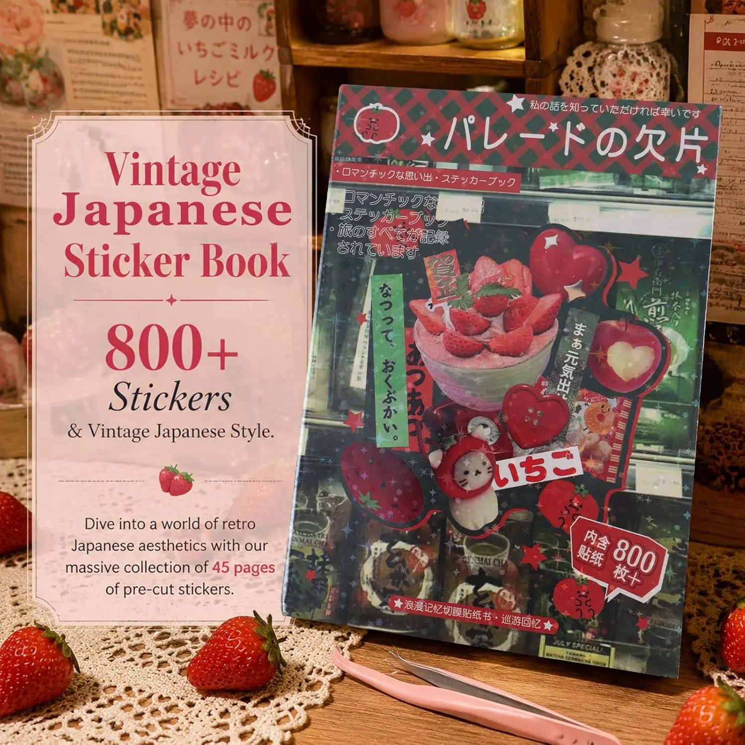 Japanese Sticker book – 45 Sheets, 800+ Manga Style Stickers for Scrapbooking, Journaling, DIY Crafts, Gifts & Kawaii or Cute Sticker Book for Adults