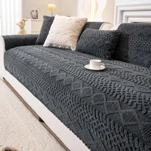 Solid Color Thick Plush Sofa Cover, Sofa Couch Covers, Washable Couch Covers, 1 Count Modern Simple Sofa Cushion, Sofa Protector, Sofa Couch Protector for Home Living Room, Bedroom, Office, Soft Sofa Protector