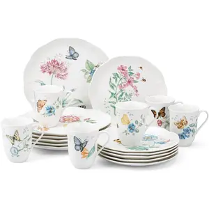 Lenox 6342794 Lenox Butterfly Meadow 18-Piece Dinnerware Set White Lenox 6342794 Lenox Butterfly Meadow 18-Piece Dinnerware Set White